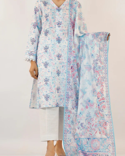 Unstitched Printed Cotton Khaddar 3 Piece