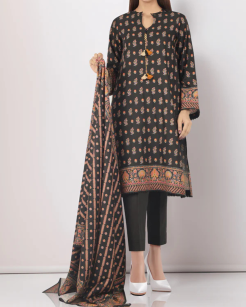 Unstitched Printed Cotton Khaddar 3 Piece