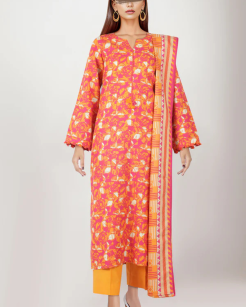 Unstitched Printed Khaddar 3 Piece