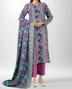 Unstitched Printed Khaddar 3 Piece