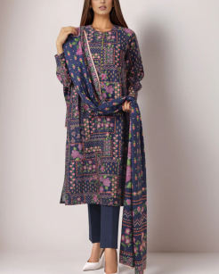 Unstitched Printed Khaddar 3 Piece