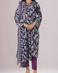 Unstitched Printed Khaddar 3 Piece