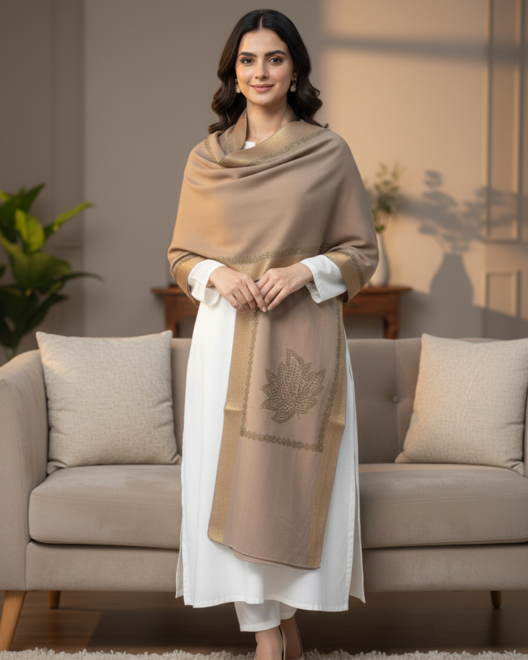 Pashmina Wool Shawl | Sand Beige