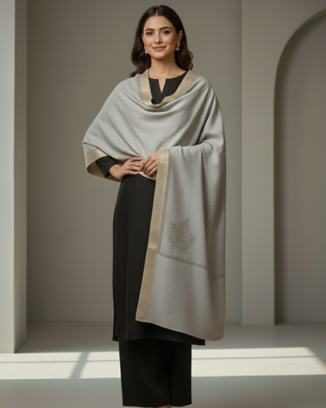 Pashmina Wool Shawl | Frost Grey